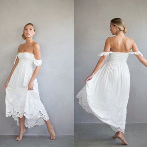 Boho white lace dress (maternity, bridal)